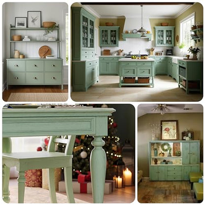 All-in-One Water-Based Wood Refinishing Paint - Low VOC, Fast-Drying, for Furniture, Cabinets & Doors - Easy Furniture Makeovers, with Paint Roller (Light Green, 16 Fl Oz) - color: (Cactus Light Green
