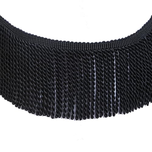 5 Yard Curtain Bullion Fringe Trim-Rayon Tassel Embellishments - color: black