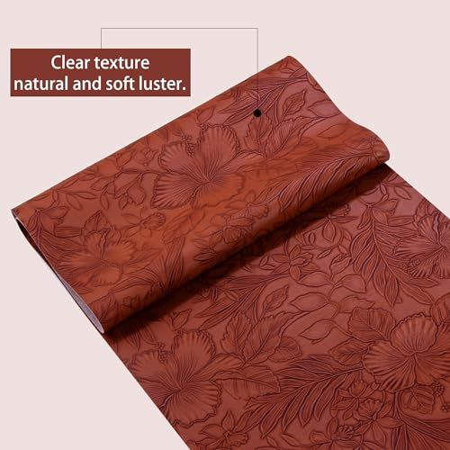 HGUAN Embossed Faux Leather Sheets 12"X52"(30cm X 133cm),Faux Leather Very Suitable for Making DIY Bow,Leather Earrings Sewing Crafts Projects (Brown) - color: Brown
