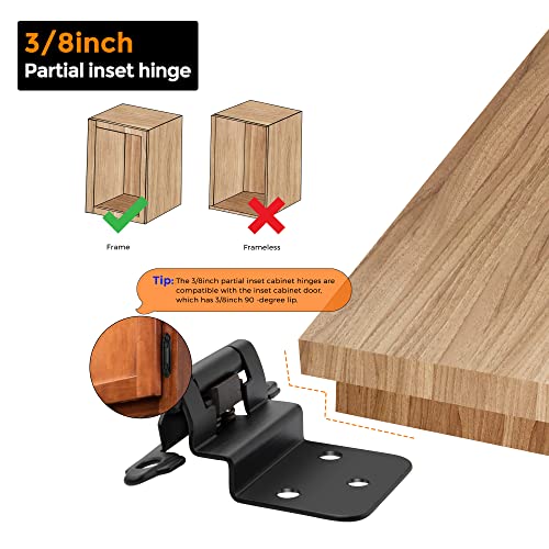 Ravinte Black Kitchen Cabinet Hinges, 3/8 Inch Inset, 10 Pack - size: 3/8 inch Inset