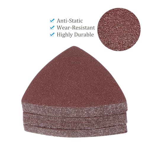 120pcs Mouse Sander Detail Sandpaper 100Grit 3-1/8" Triangle - size: 100 grit