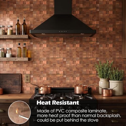 Yipscazo 10 Sheet Peel and Stick Backsplash Mosaic Tiles Stainless Steel Metal Kitchen Backsplash Stick on Tiles for Stove, Bathroom, Laundry in Retro Brown (11.8'' x 11.8'') - color: Retro Brown
