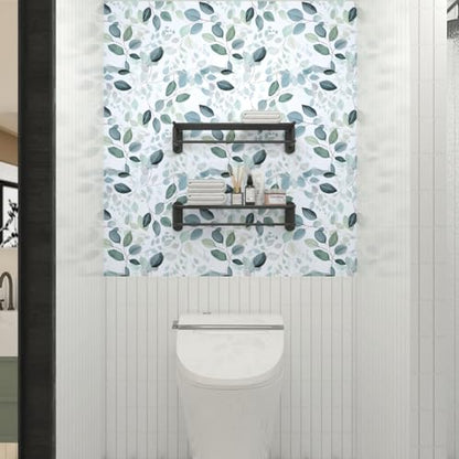 Teal Floral Olive Green Leaf Peel and Stick Wallpaper 17.5" x 118" - color: Green Leaf, size: 17.5" x 118"