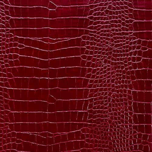 12" x 53" Glossy Embossed Crocodile Texture Faux Leather Roll Synthetic Leather Crafts Fabric for Wallets Keychains Handbags Making Sewing Crafts Material (Red) - color: Red