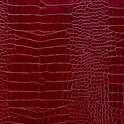 12" x 53" Glossy Embossed Crocodile Texture Faux Leather Roll Synthetic Leather Crafts Fabric for Wallets Keychains Handbags Making Sewing Crafts Material (Red) - color: Red