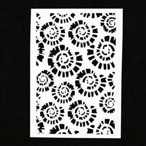 TIAMECH A4 Reusable Abstract Spiral Flower Stencil for Painting - color: Abstract Spiral Flower