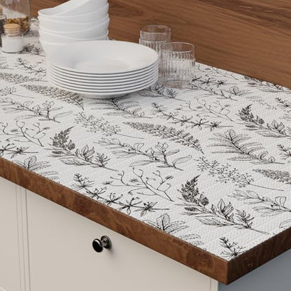 Quttisay Shelf Liner Non Adhesive Kitchen Drawer Liner 12in x 16.4ft - color: Black Floral, size: 11.8"W x 196.8"L