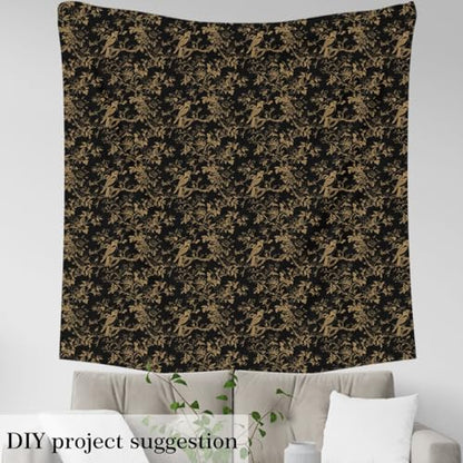 Feelyou Groovy Flower Fabric by The Yard 2 Yards Soft Retro Floral - color: Black Golden, size: 2 Yards