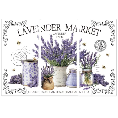 OLYCRAFT 3pcs/Set Lavender Bee Rub on Transfers for Furniture and Crafts 6x12 Inch Lavender Market Furniture Decals Purple Flower Transfer Stickers Rub on Decals for Wood Furnitures Home Decor - style: Lavender