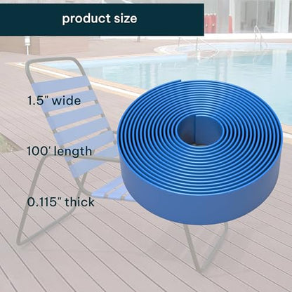 KOMORAX 100ft Long 1.5" Wide Vinyl Chair Strapping. Repair & Replacement Matte Finish. for Patio Outdoor Lawn Garden Durable Attractive (Royal Blue) - color: Royal Blue