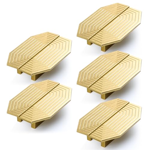 BaiNong 10 Pack Gold Drawer Pulls 3.5" Cabinet Handles Traditional Retro - color: 10 Pack-3.5" Polygon