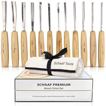 Schaaf Wood Carving Tools 12-pc Wood Chisel Set with Gouges, Hand Sharpened - color: Professionally Sharpened 12 Piece Set