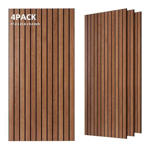 TO-TH Acoustic Wall Panels Wood-Look Sound Dampening Panel 4 Pack, Cherry - color: Cherry, size: 4 pcs - 47.2'' * 23.6''