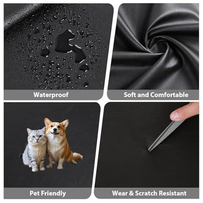 Faux Leather Vinyl Upholstery Fabric by The Yard 1.3mm Thick 1 Yard 55"x36" - color: Black, size: 1 Yard