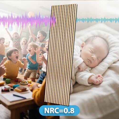 Art3d Acoustic Wood Slat Panels 94.5"x24", 2-Pack, 31sq.ft, Oak - color: Oak
