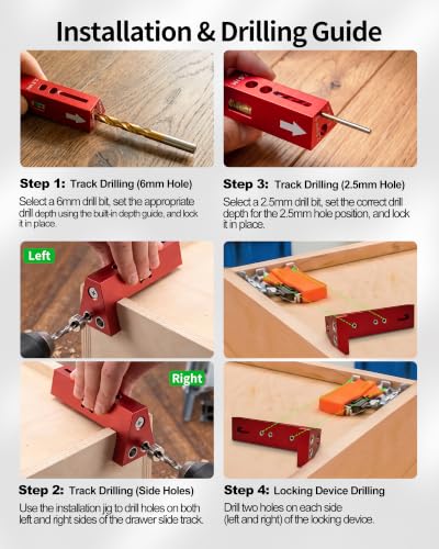 VASTHOME for Blum Undermount Drawer Slides Jig Works with Blum Tandem Drawer Slides 21'' Non-Suspended Drill Guide Jig with Built-in Level, Aluminum Alloy Construction for Stable Fast and Durable Use