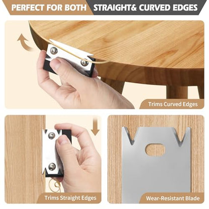 Mini Edge Banding Trimmer for Woodworking – Upgraded Stainless Steel Edge Banding Cutter Tool for Veneer, PVC, ABS, Melamine & Wood – Durable Planer for Deburing, Chamfering, Trimming