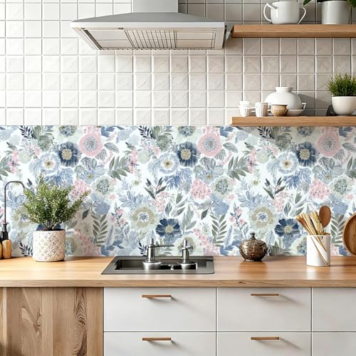 Nukofal Floral Peel and Stick Wallpaper Boho Contact Paper 16.9inx118.1in - size: 16.9inch x 118.1inch