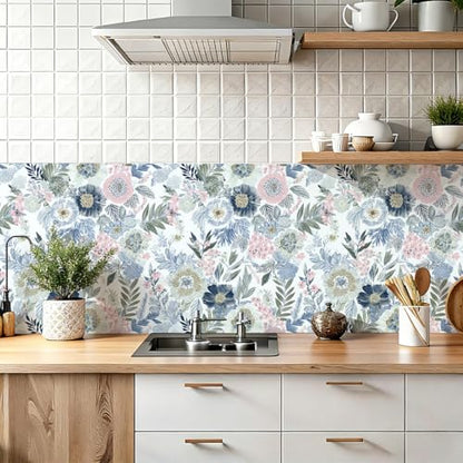 Nukofal Floral Peel and Stick Wallpaper Boho Contact Paper 16.9inx118.1in - size: 16.9inch x 118.1inch