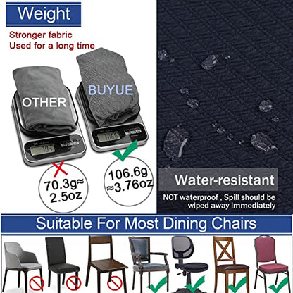 BUYUE Dining Room Chair Seat Covers Set of 6, TPU not Mixed, Friendly Jacquard Fabric Stretch Washable Slipcover for Kitchen Seat Cushions, Navy Blue-6PCS - color: Navy Blue, size: 6pcs