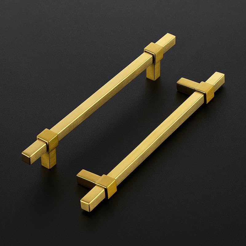 15 Pack Gold Cabinet Handles, 6-1/4" Hole Center Kitchen Drawer Pulls - color: Gold, size: 6-1/4 Inch Hole Center