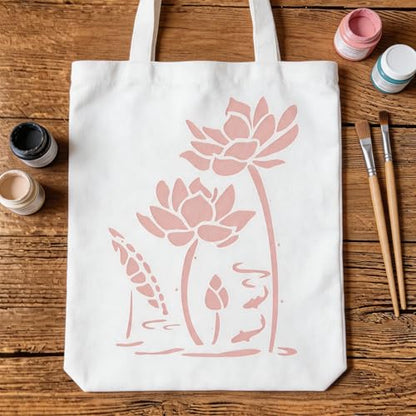 TIAMECH A4 Reusable Lotus Flower Stencil for Painting - style: Lotus Fish