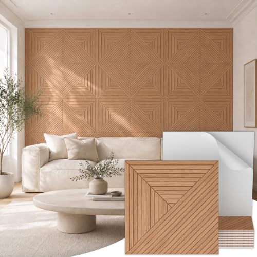 TONOR 12 Pack Acoustic Panels Peel and Stick, 23.6''x23.6''-46.5 sq.ft. - color: Natural Oak, size: 12 PCS