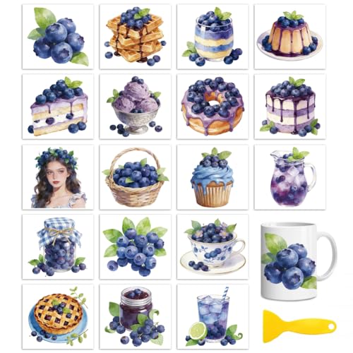 Peacoblue Blueberry Series Rub On Transfers for Craft, Transfer Sticker - style: Blueberry Bread Series