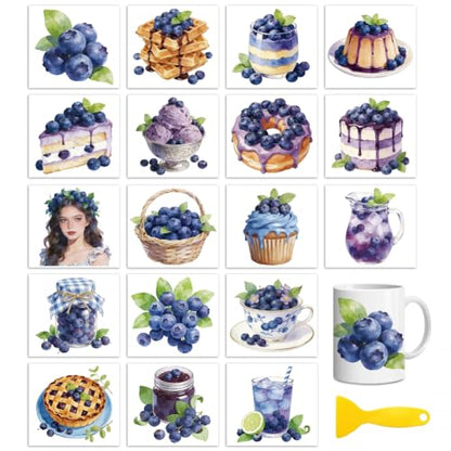 Peacoblue Blueberry Series Rub On Transfers for Craft, Transfer Sticker - style: Blueberry Bread Series