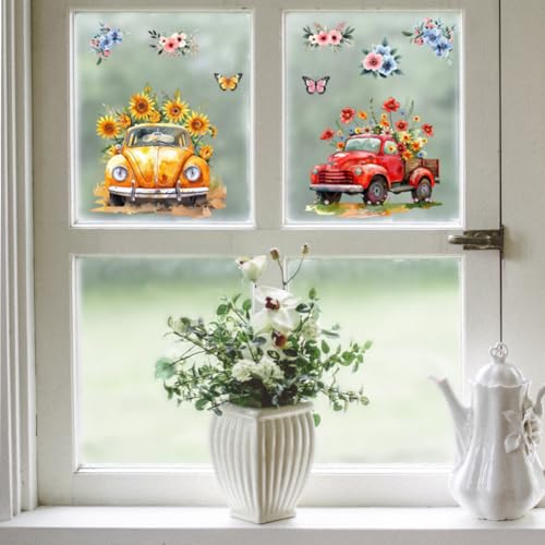 Peacoblue Flower and Truck Cars Rub On Transfers for Furniture Craft 6"x12" - style: Flower and Truck Cars