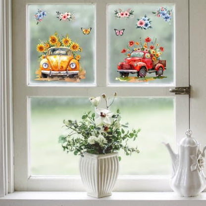 Peacoblue Flower and Truck Cars Rub On Transfers for Furniture Craft 6"x12" - style: Flower and Truck Cars