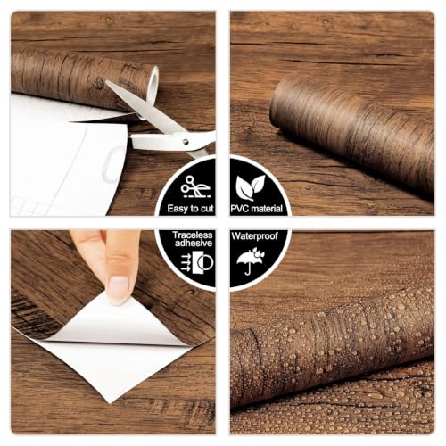 CAX Rustic Oak Contact Paper Wood Peel and Stick Wallpaper Kitchen Counter - color: Rustic Oak, size: 17.3" x 78"