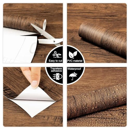 CAX Rustic Oak Contact Paper Wood Peel and Stick Wallpaper Kitchen Counter - color: Rustic Oak, size: 17.3" x 78"