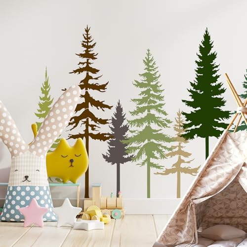 8pcs Large Pine Tree Stencils 32.5'' - 34'' Tree Wall Stencils - style: Large Pine Tree