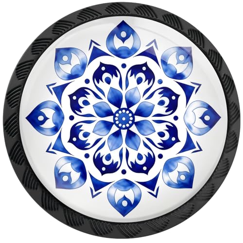 12 Pack Mandala Flower Cabinet Knobs for Kitchen Bathroom - size: 12PCS - 1.37"L x 1.1"W