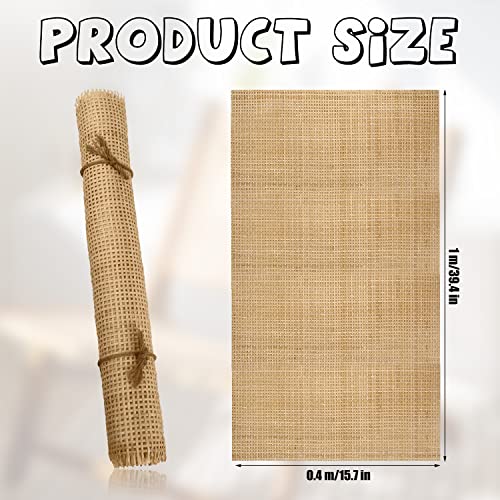 Cane Rattan Webbing Roll, 3.28ft x 15.7inch Woven Open Rattan Mesh Natural Rattan Webbing for Caning Projects Square Hollow Wide Rattan for DIY Crafts Cabinet Chair Furniture - size: 3.28ft x 13.8inch