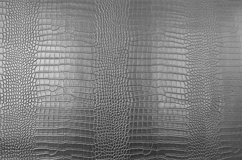Wento Alligator Skin PU Leather Fabric Faux Leather Fabric Crocodile Fabric Leather Upholstery Fabric By 5 Yards - color: Pattern(b) Black, size: 5 Yards (54" x 180")