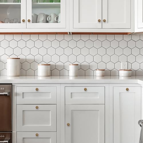 Antique Brass Cabinet Knobs 1.1 in Hexagon 15 Pack Solid Kitchen Hardware - color: Antique Brass