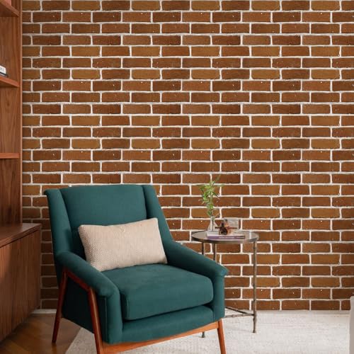 Commomy Faux Brick Wall Panels Peel and Stick Thin PVC 10 Pcs 11.8" x 11.8" - color: Brick-MA
