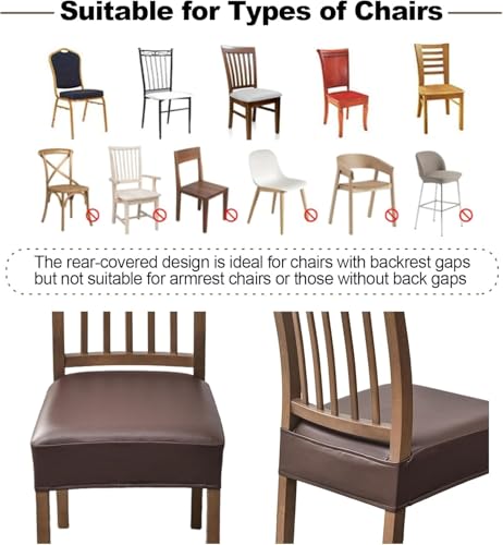 FUANGUI Dining Chair Covers Set of 4, Kitchen Chair Seat Covers - color: Pu-coffce