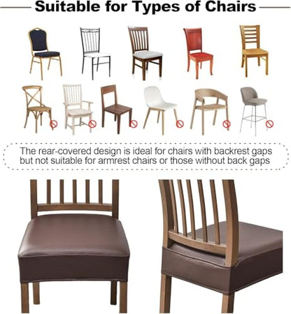 FUANGUI Dining Chair Covers Set of 4, Kitchen Chair Seat Covers - color: Pu-coffce