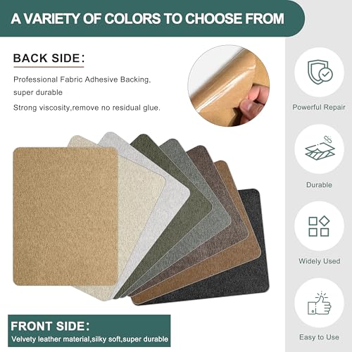 Azobur Couch Patch Repair Fabric,Microfiber Fabric, Self-Adhesive, for Sofa Repair and Upholstery, 2 Pieces, 9.5 x 11 inches (Light Brown) - color: Light Brown, size: 9.5" x 11"-2 PCS