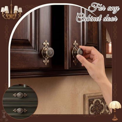 10 Pcs Antique Brass Cabinet Knobs Vintage Retro Drawer Knobs with Backplate Flower Shape Metal Dresser Pull Handles for Kitchen Cupboard Wardrobe Cabinet (Daisy) - style: Daisy