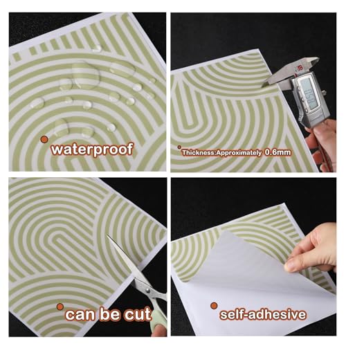 7.78"x7.87"- Abstract Aesthetic Matte Wall Tile Sticker Transfer Peel and Stick, Self-Adhesive Vinyl Backsplsh Tile Decals for Kitchen Bathroom-20PCS - color: Sage Green, size: 7.87"×7.87"-20 pcs