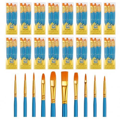 Acrylic Paint Brushes Set, 160Pcs Round Pointed Tip Artist Paintbrushes for Acrylic Painting Oil Watercolor Canvas Boards Rock Body Face Nail Art, Halloween Pumpkin Ceramic Crafts Supplies，Blue - color: Blue, size: 16 Pack