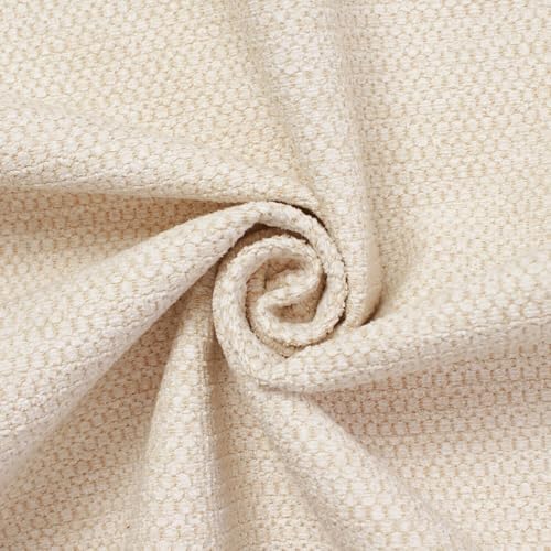 Textured Chenille Jacquard Upholstery Heavy Duty Polyester 58" Fabric by The Yard (Beige, 1 Yard) - color: Beige, size: 1 Yard
