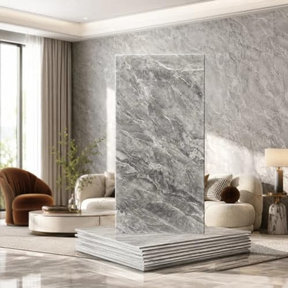 LCC Peel and Stick Wall Panels, Marble Look Backsplash Panels, Lightweight Wall Covering for Kitchen, Bathroom, Living Room & Bedroom (50, Modern Stone Grey) - color: Modern Stone Grey