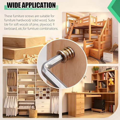 Twidec/80PCS 1/4"-20 Threaded Inserts for Wood Furniture Screw-in Nut Wood Inserts Bolt Assortment Kit with M6 Hex Wrench (1/4"-20 x15mm) N-059 - size: 1/4-20x15mm