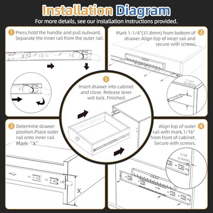 [165 LB Capacity] 1 Pair 22 Inch Heavy Duty Drawer Slides with Lock - size: 22 Inch, style: With Lock