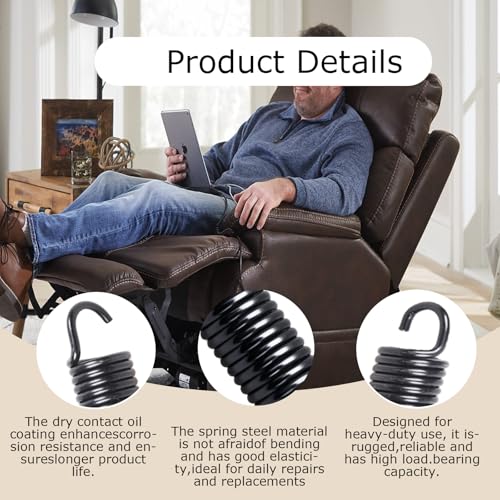 2-1/2 inch Overall Length Spring Furniture Replacement Extension Tension Springs, Fit for Recliner Sofa Trundle Bed Stretch Spring Parts,12 Coils, Black (Pack of 8) - size: 2-1/2 in